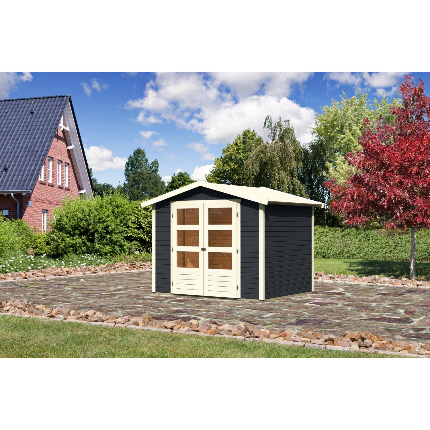 Karibu Gartenhaus/Gerätehaus Amberg 3 Anthrazit 246 cm x 186 cm