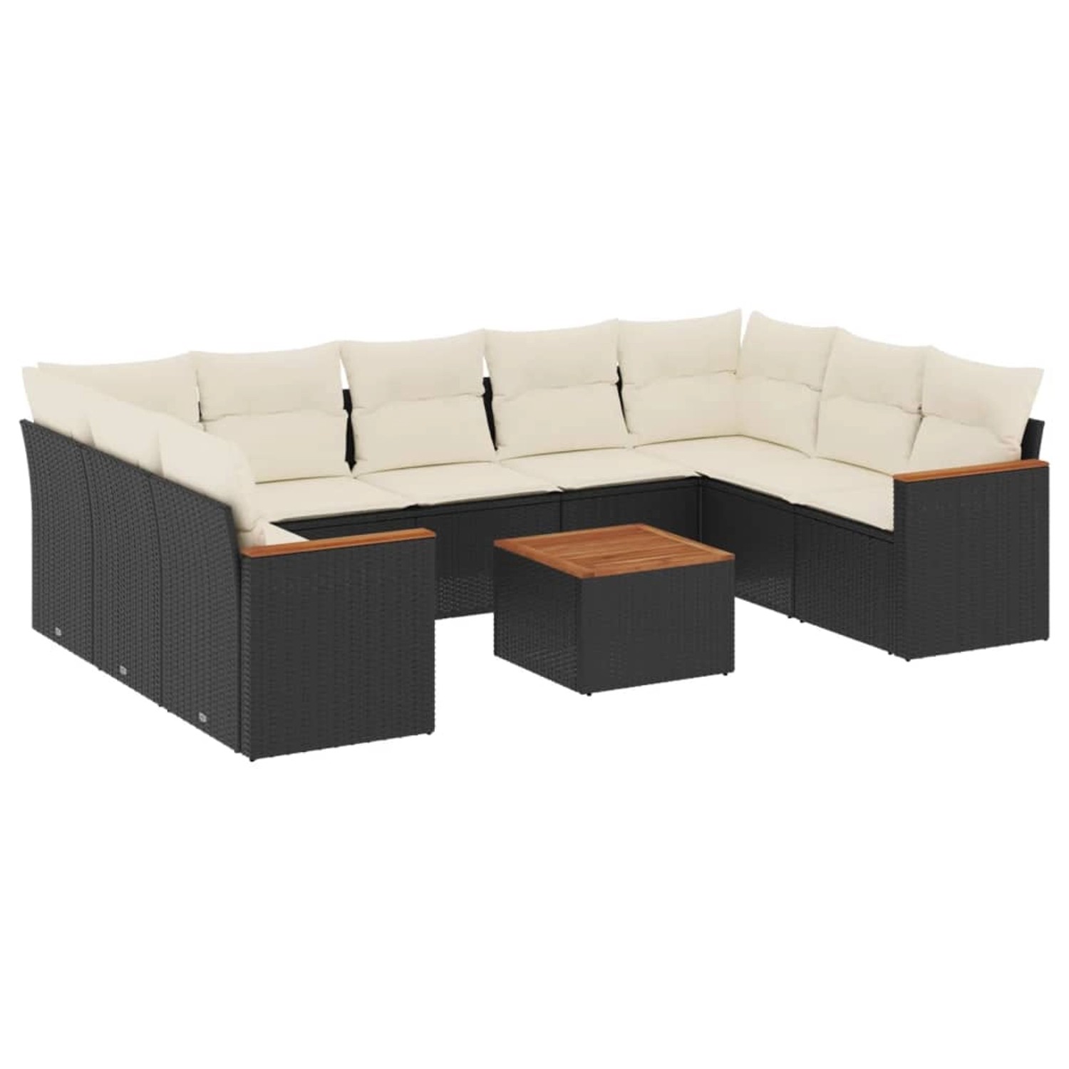 vidaXL 10-Tlg Garten-Sofagarnitur mit Kissen Schwarz Poly Rattan 3258682 günstig online kaufen