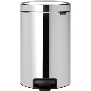 Brabantia Treteimer NewIcon 12 l, Edelstahl Mülleimer mit Pedal und geruchsdichtem Deckel.