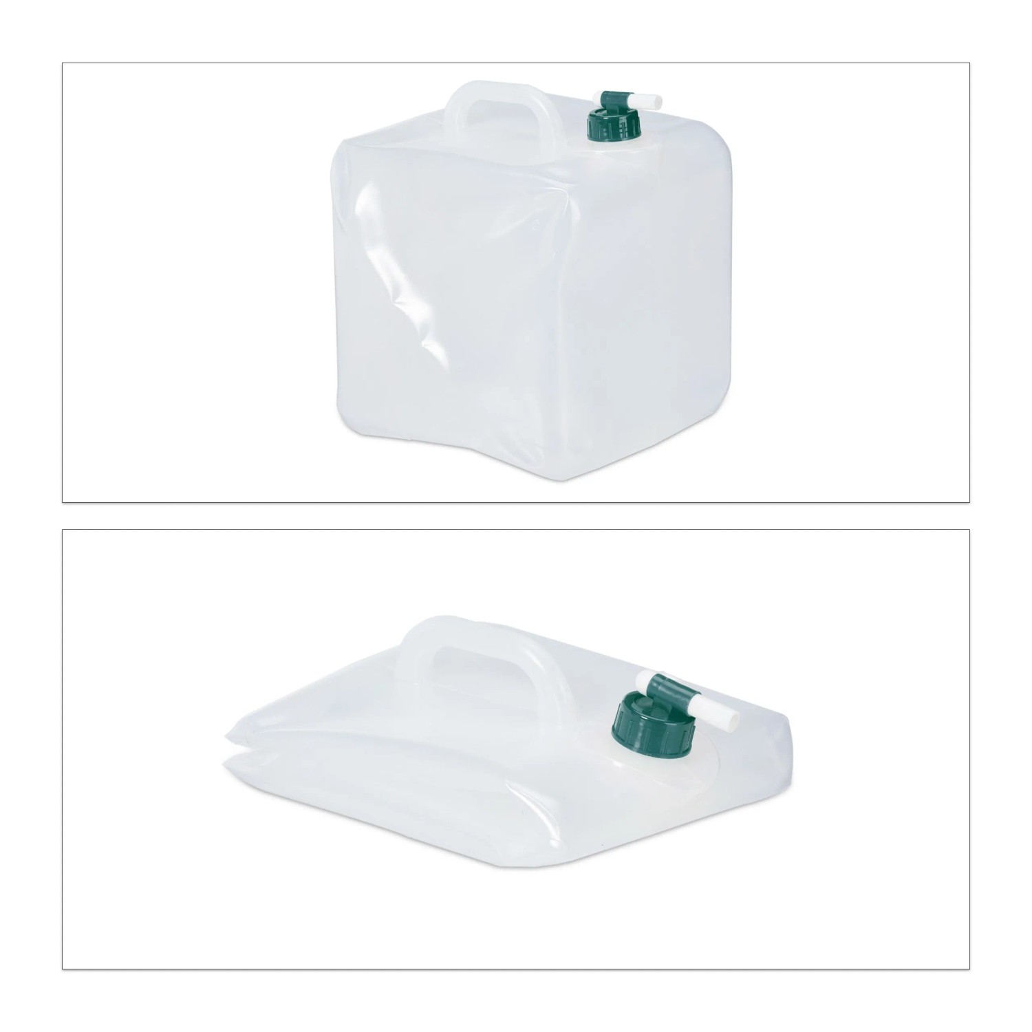 Relaxdays Faltkanister 4er Set Kunststoff Transparent Faltbar Drehbarer Hahn 20,