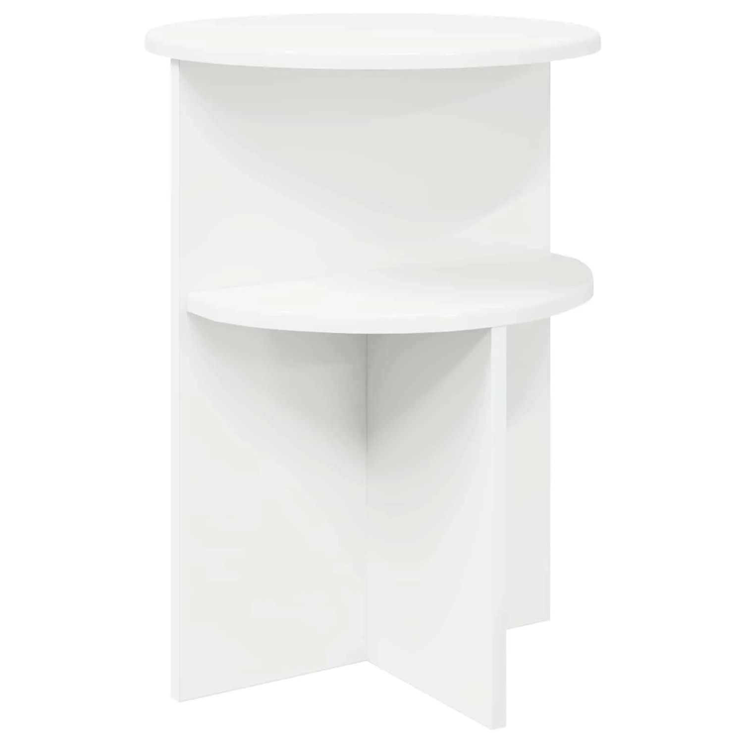 vidaXL Beistelltisch mit Speicher Weiß Ø 39,5 x 55 cm Holzwerkstoff 8001019