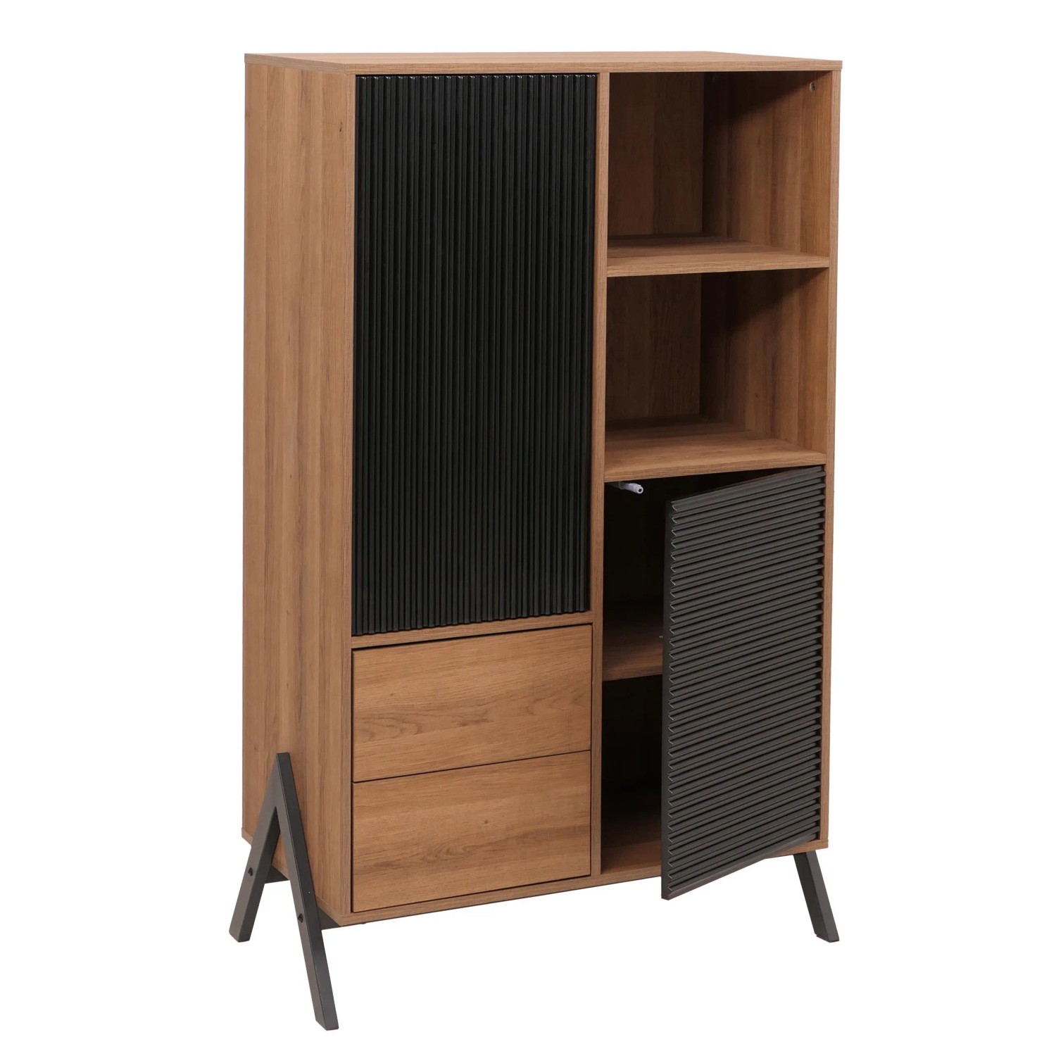 Mcw Hochschrank O40 Mdf Metall Melamin 138x79x40cm Natur