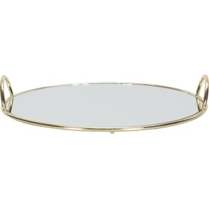 Elegantes Spiegeltablett in Gold mit Griffen, Modern Antique, Ø 31cm.