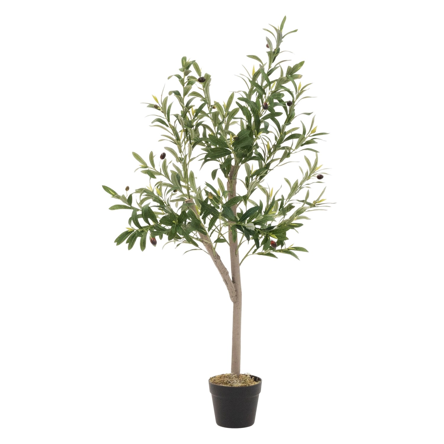 ML-Design Künstlicher Olivenbaum im Topf 120cm Groß mit Naturholzstamm
