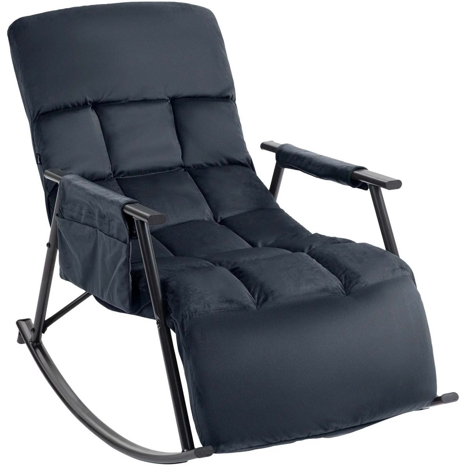 DELUKE Schaukelstuhl JULIA Indoor 61x100x66cm Samt Schwarz Liegestuhl Relaxstuhl Sofastuhl