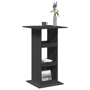 Schwarzer vidaXL Bartisch mit Ablagen aus Holzwerkstoff, 60x60x102 cm.