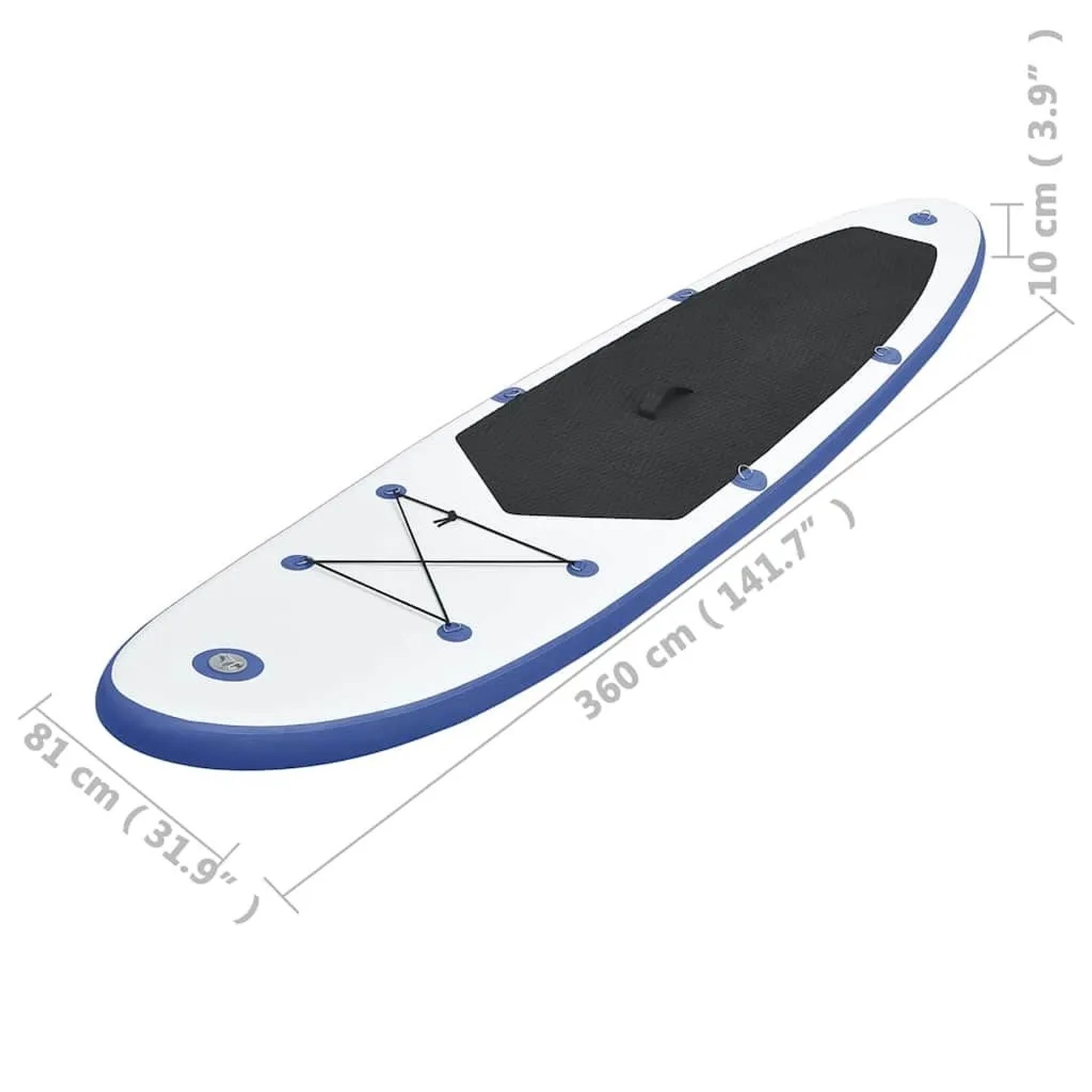vidaXL aufblasbares SUP-Board, blau-weiß, 360x81x10 cm, für Wassersport.