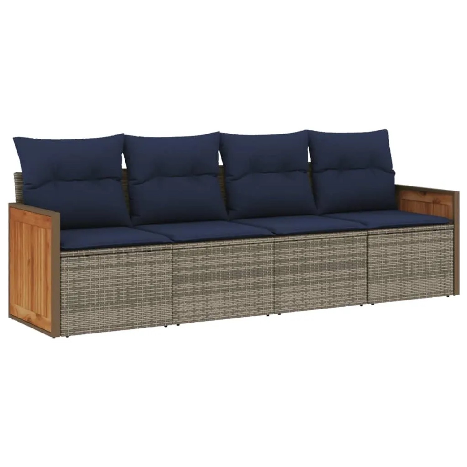 vidaXL 4-Tlg Gartensofa-Set mit Kissen Grau Polyrattan 3227454 günstig online kaufen