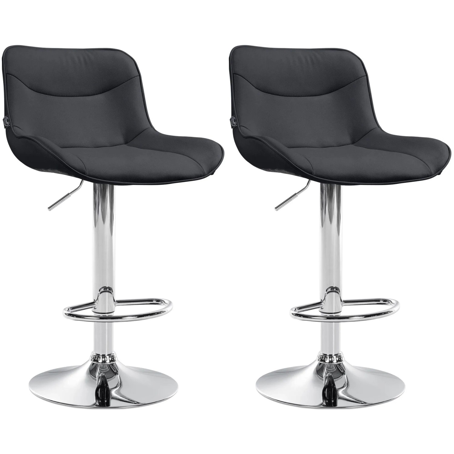 CLP 2er Set Barhocker Vonore Kunstleder Schwarz/Chrom