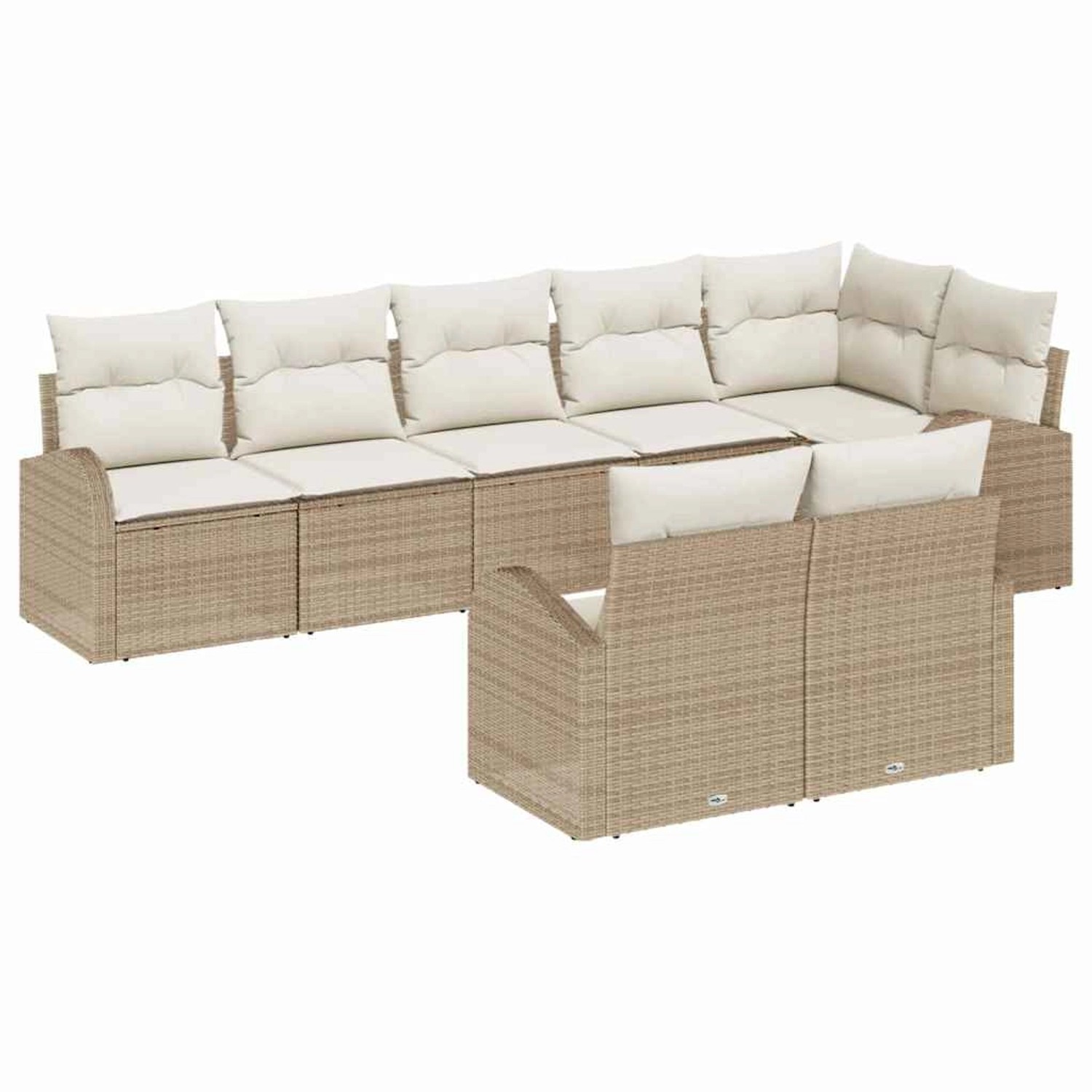 vidaXL Garten-Sofa-Set mit Kissen 8-Tlg Beige Weiß Poly Rattan 3354760 günstig online kaufen
