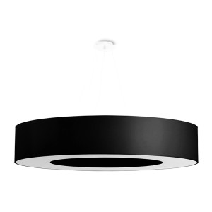 Schwarzer Sollux Lighting Kronleuchter SATURNO 90, runde Deckenlampe für Wohnräume.