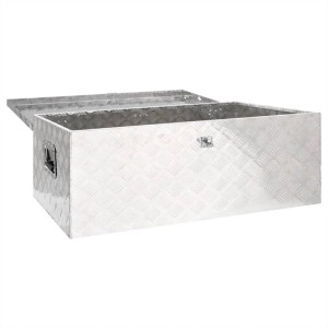 DELUKE Aluminiumbox Mit Deckel Abschließbar Alubox Deichselbox Alu Anhängerbox Werkzeugkiste Transportbox Metallkiste 100x55x37cm Silber