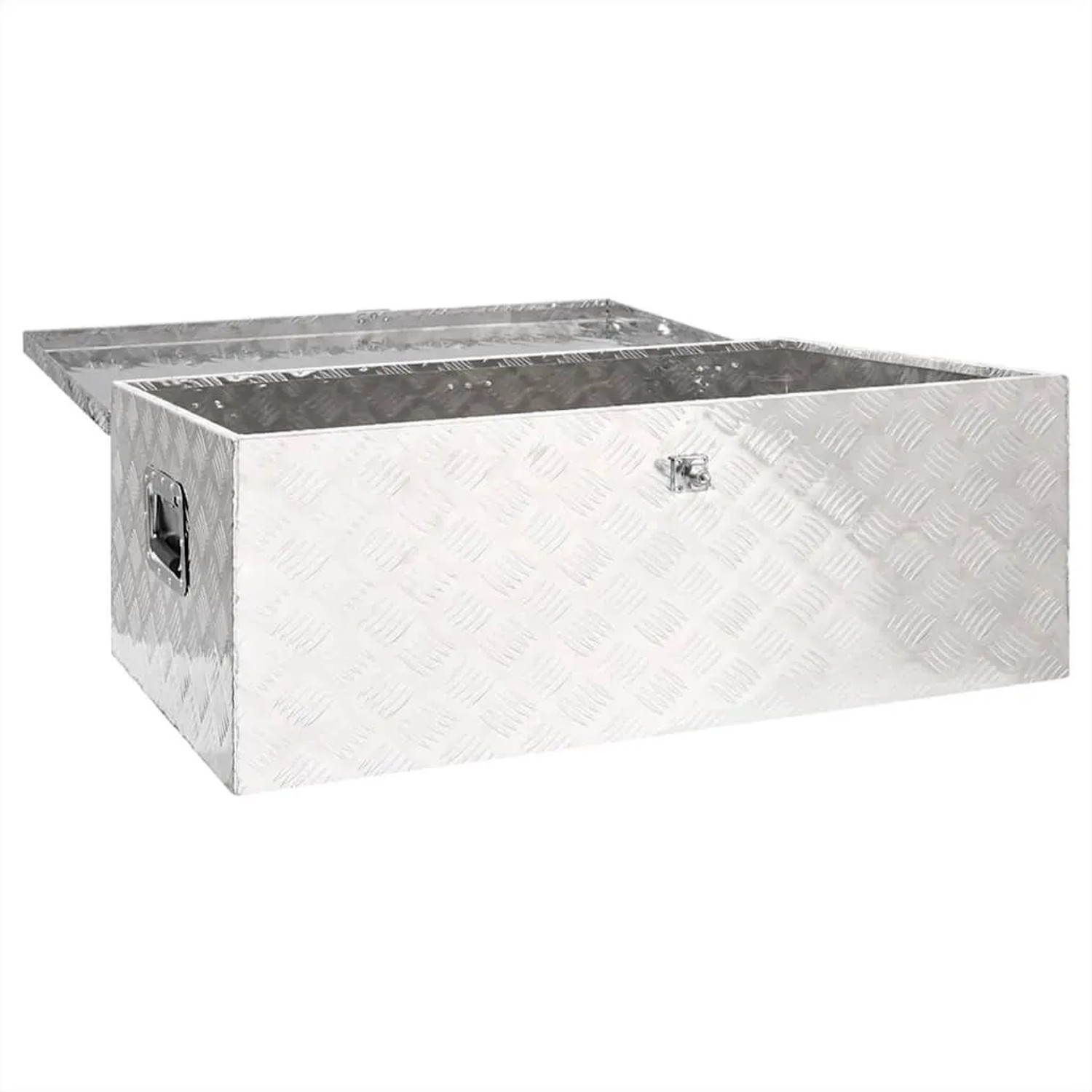 DELUKE Aluminiumbox Mit Deckel Abschließbar Alubox Deichselbox Alu Anhängerbox Werkzeugkiste Transportbox Metallkiste 100x55x37cm Silber_2