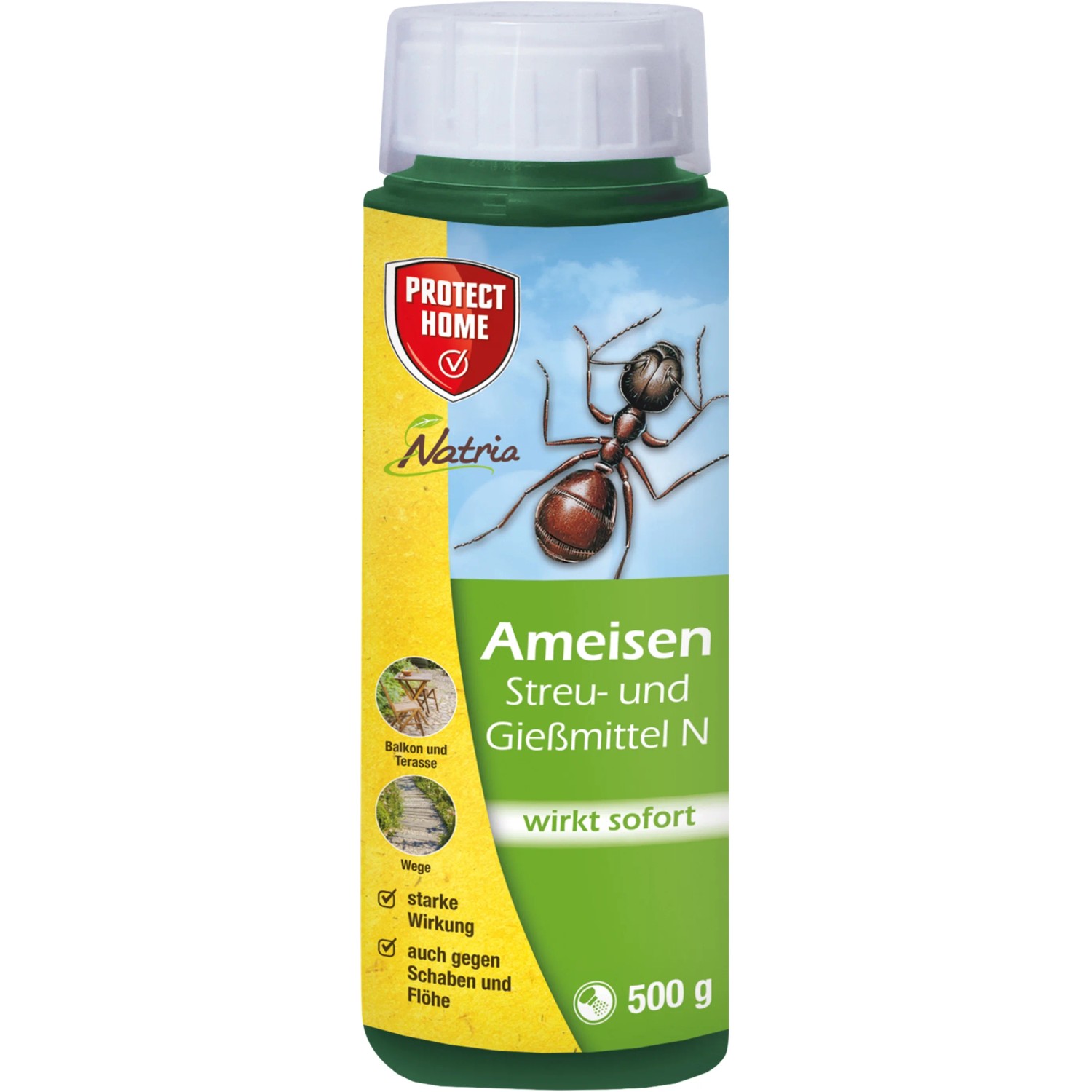 Protect Home Natria Ameisenmittel, Streu- und Gießmittel, 500g Flasche.
