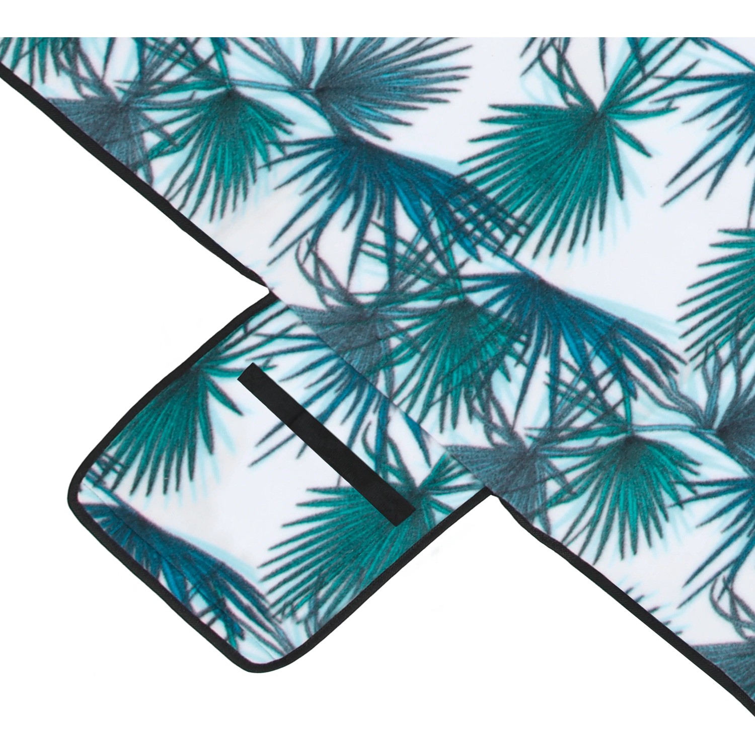 Picknickdecke Palmelo mit Palmblattmuster, 200x200 cm, ideal für Camping und Ausflüge.
