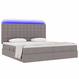 vidaXL Bett mit LED-Lichtleisten mit Kopfteil Taupe 200 x 200 cm Stoff 3372567