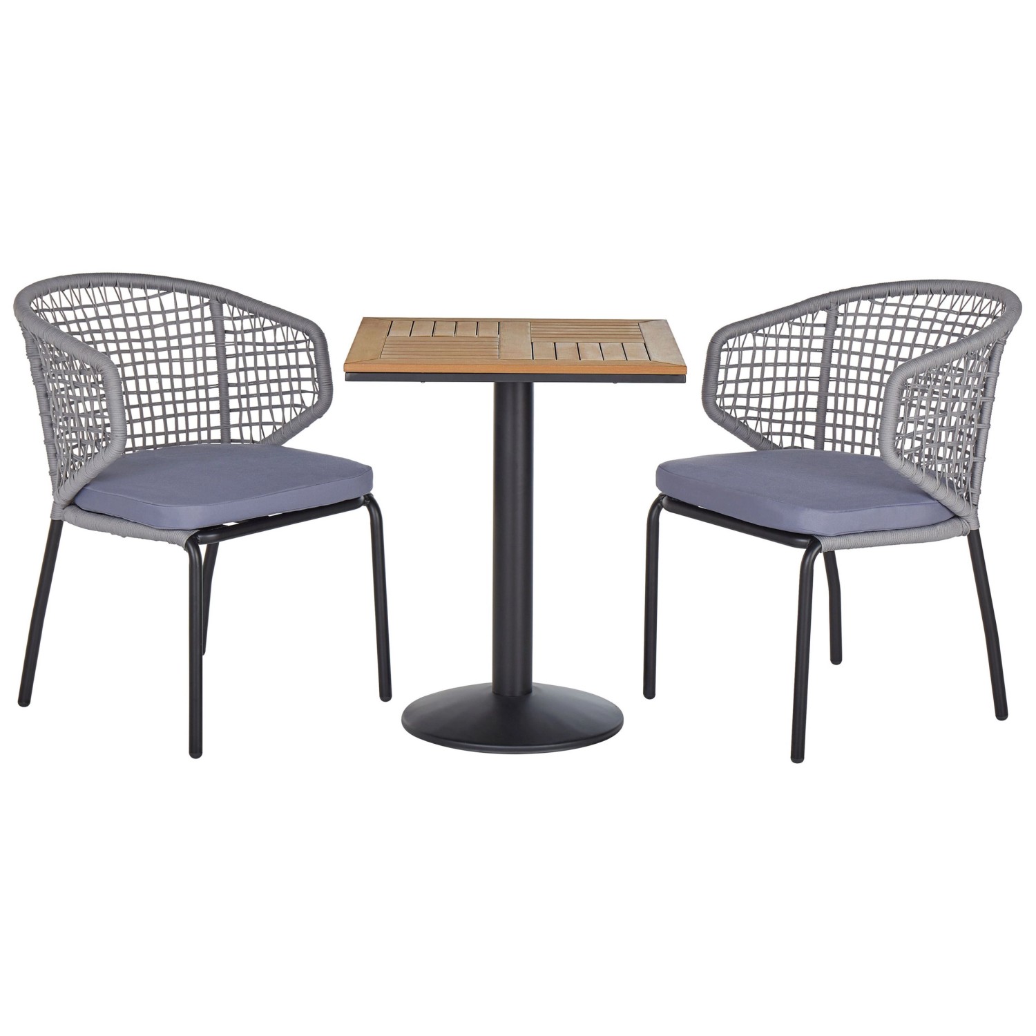 Beliani Bistro Set PALMI Grau Schwarz Heller Holzfarbton 54 x54 x81