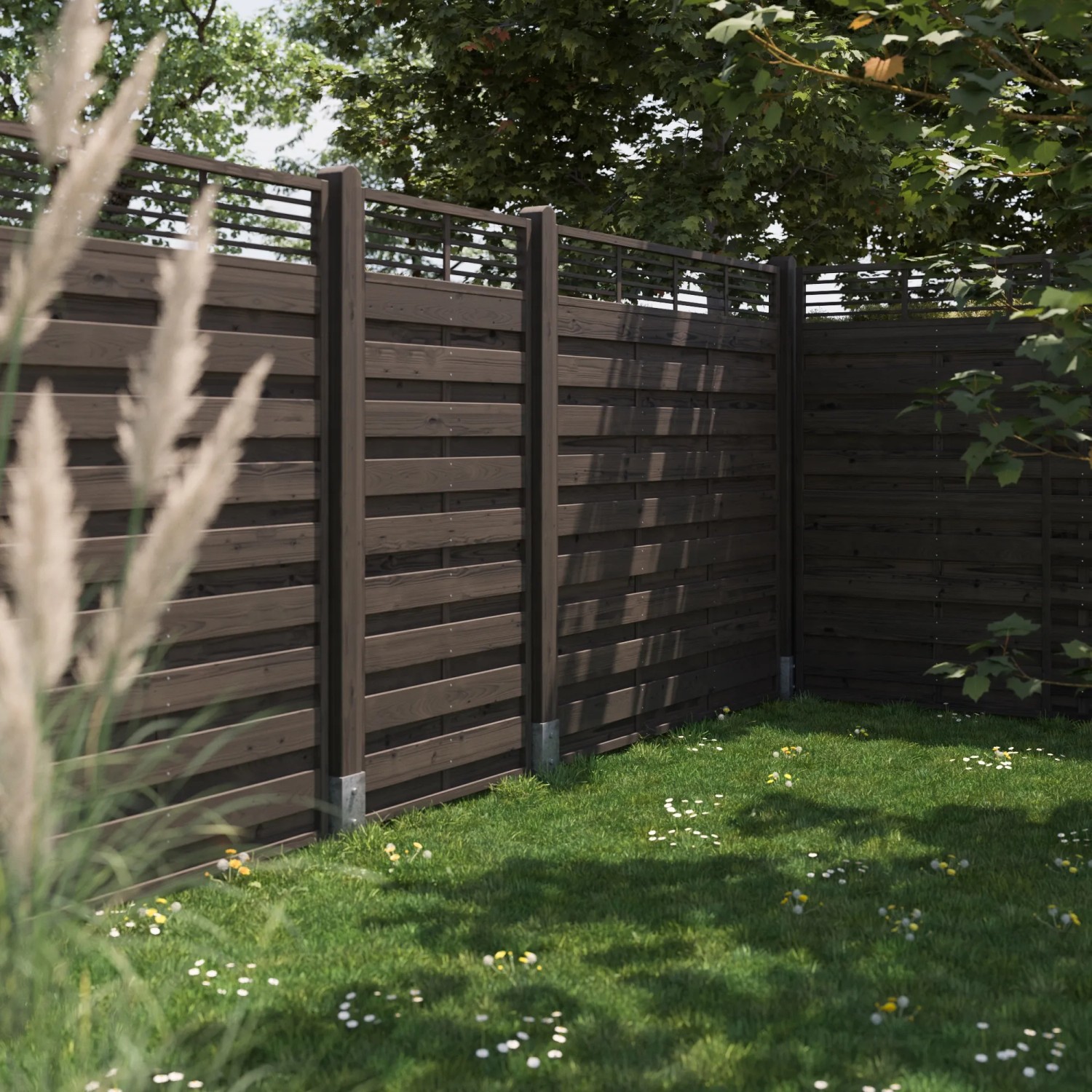 Grauer Sichtschutzzaun Wien, Holzzaun Element 180x90cm für Garten und Terrasse.