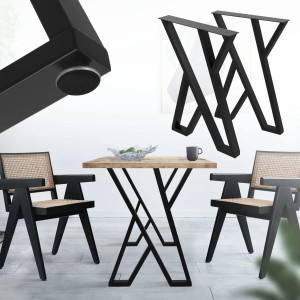 ML-Design Tischbeine (2 Stk.) X-Form, Stahl schwarz, für Esstische & DIY-Tischprojekte.
