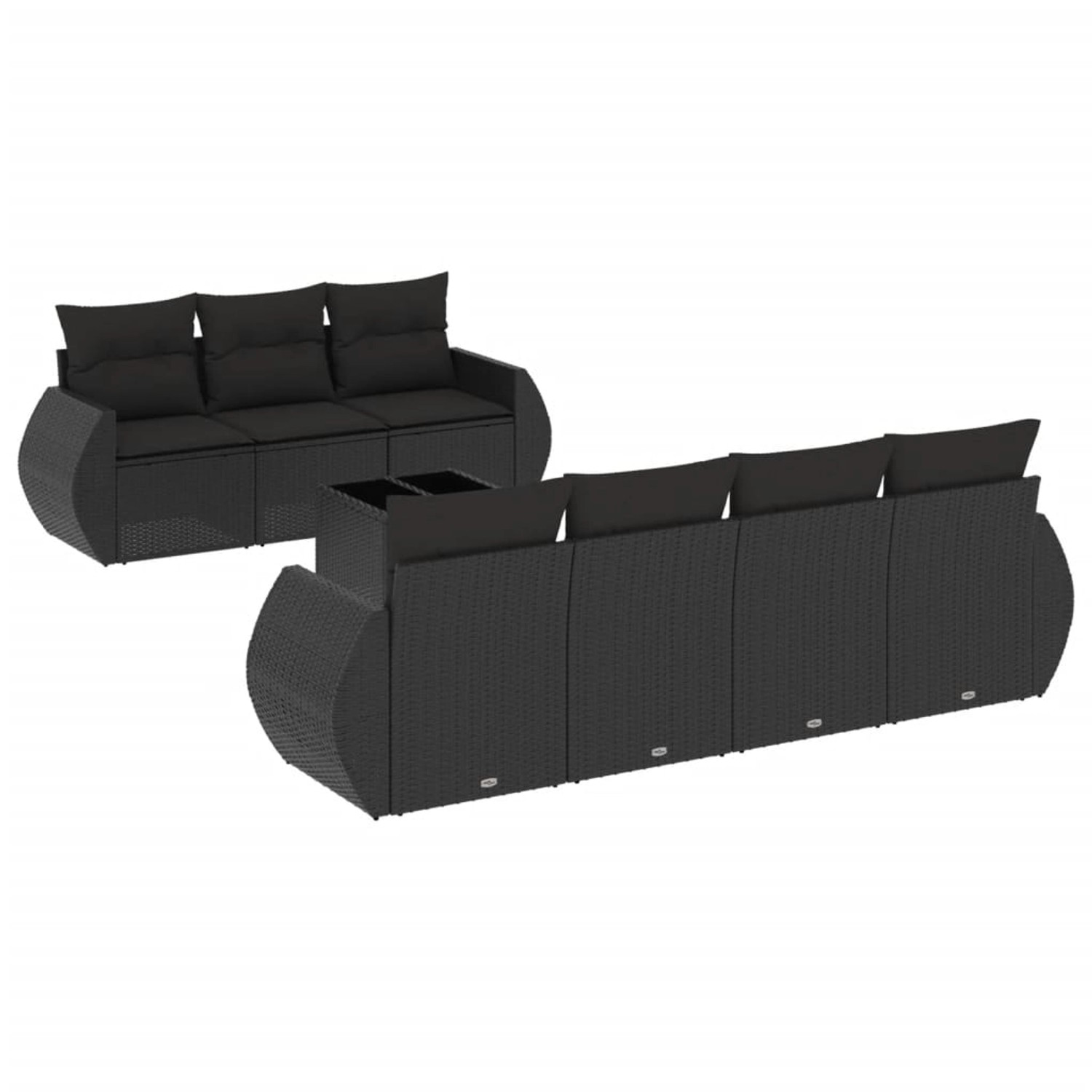 vidaXL 8-Tlg Garten-Sofagarnitur mit Kissen Schwarz Poly Rattan 3221124 günstig online kaufen