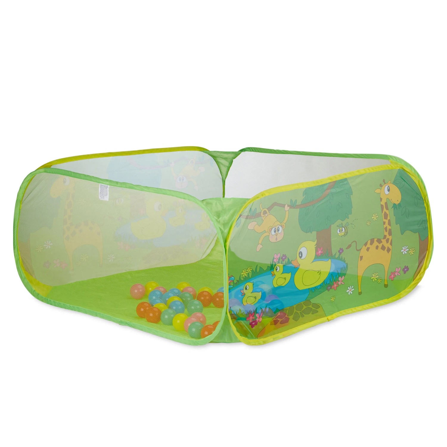 Relaxdays Bällebad Baby Polyester Gelb Grün Pop Up 50 cm x 110 cm x 110 cm