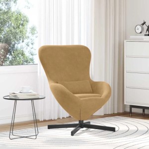 Brauner vidaXL Eiersessel aus Samt, Loungesessel mit Drehfunktion für Wohnzimmer und Schlafzimmer.