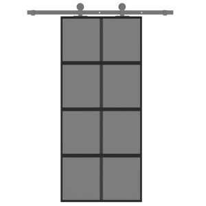 Schwarze vidaXL Schiebetür aus Glas und Aluminium, 90x205 cm.