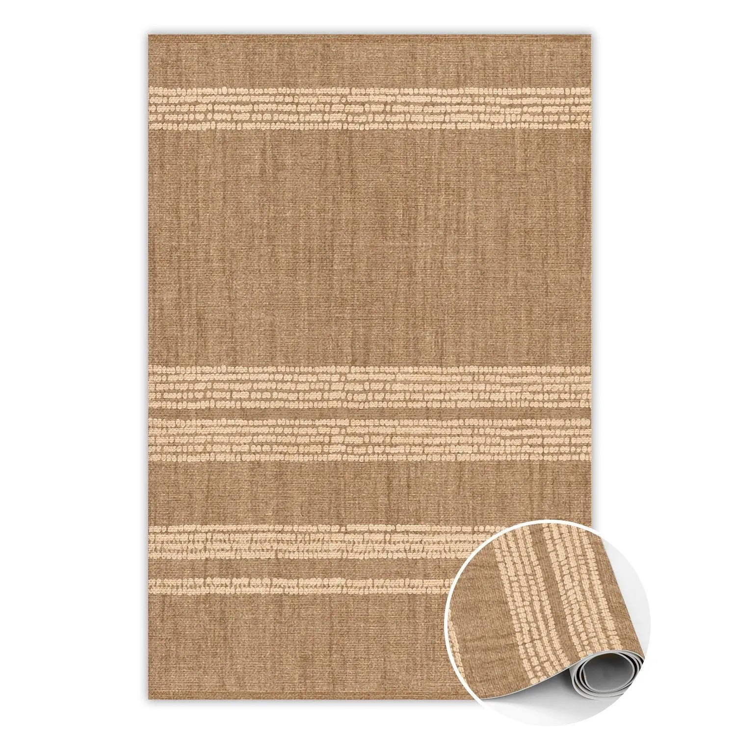 Tulup Teppich Beige Gefüttert Vloerkleed Vinyl 150x225 cm Braun PVC Vloer M günstig online kaufen