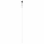 Detail einer weißen Schiebetürschiene mit schwarzem Gleitsystem für Glastüren.
