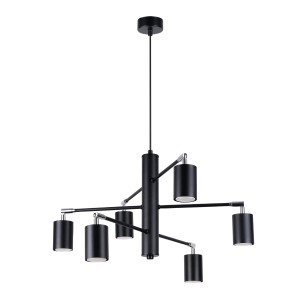 Schwarzer Sollux Lighting Kronleuchter Lemmi 6, moderne Lampe für Wohnzimmer & Esszimmer.