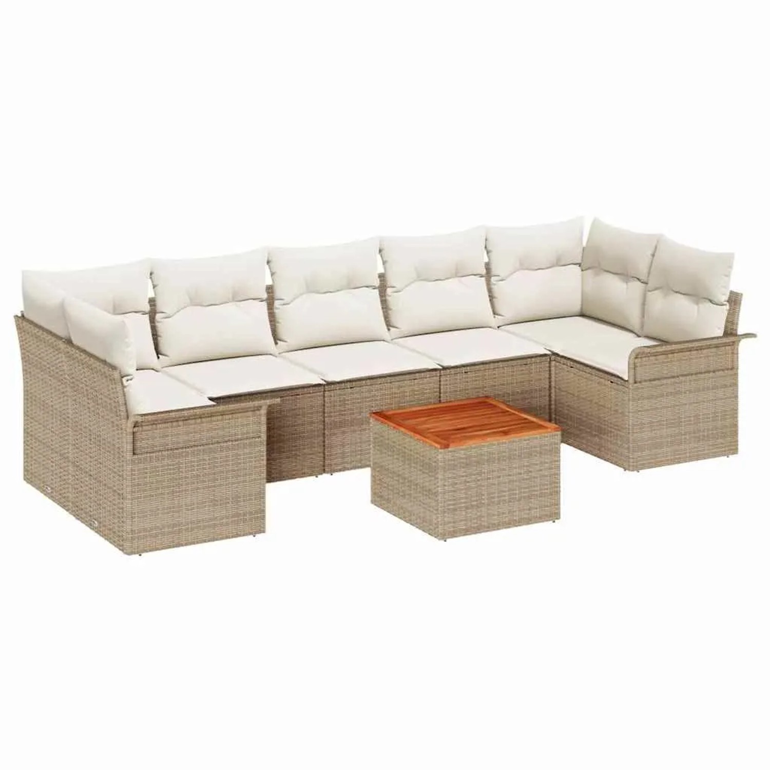 vidaXL Gartensofa-Set mit Speicher 8 Stk Beige und Creme Poly-Rattan 335596 günstig online kaufen