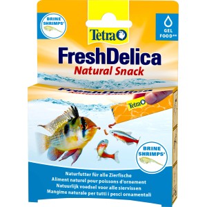 Tetra FreshDelica Brine Shrimps, Ergänzungsfutter für Zierfische im Gel, 48g Packung.
