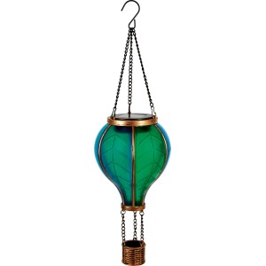 2er Set LED Solar-Dekoleuchte Palloni, Heißluftballon in Grün-Blau, zum Hängen.