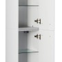 Offener, weißer Fackelmann Bad-Hochschrank HYPE 3.0 mit Glasböden, 30 cm breit.