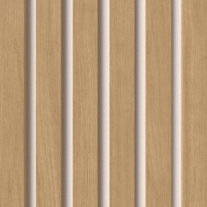 Denpanels Akustikpaneel Eiche/Weiß, Filz Braun, 240x60cm. Akustik Wandpaneel mit Holzlamellen.