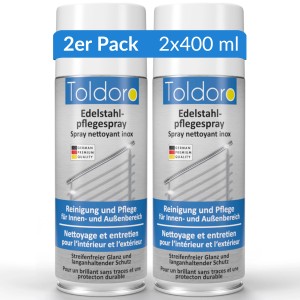 2er-Pack Toldoro Edelstahl Pflegespray, 400ml. Reiniger für Küche und Grill.