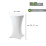Weiße TRUTZHOLM Stehtischhusse Stretch, passend für 70cm Stehtische. Wohntextil für Partys und Events.