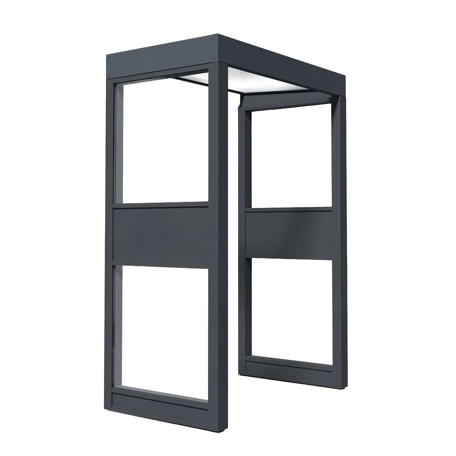 Palram Vordach Sophia 1600 mit 2 Seitenwänden Opal Alu 95 cm x 160 cm Anthrazit