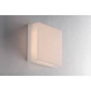 Weiße, quadratische Eco-Light LED-Wandleuchte Togo für Außen, 25x25cm.