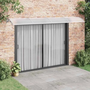 Graues vidaXL Türvordach 400x100cm aus Polycarbonat über einer Schiebetür.