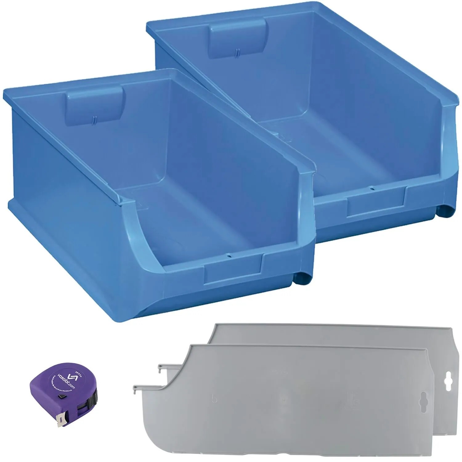 vasalat Set Stapelboxen Größe 5 500x310x200 mm Blau mit Trennsteg 2 Stück