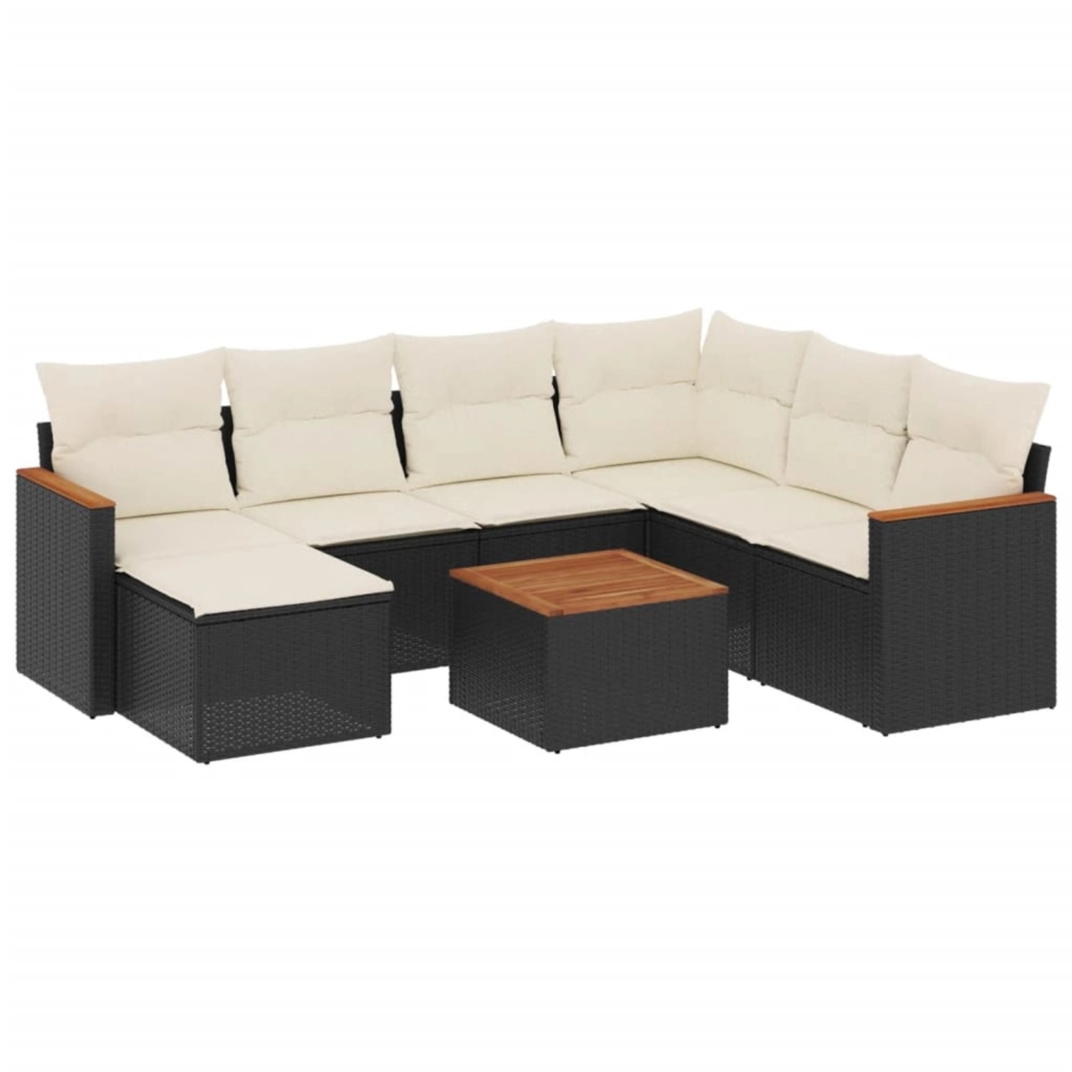 vidaXL 8-Tlg Garten-Sofagarnitur mit Kissen Schwarz Poly Rattan 3226210 günstig online kaufen