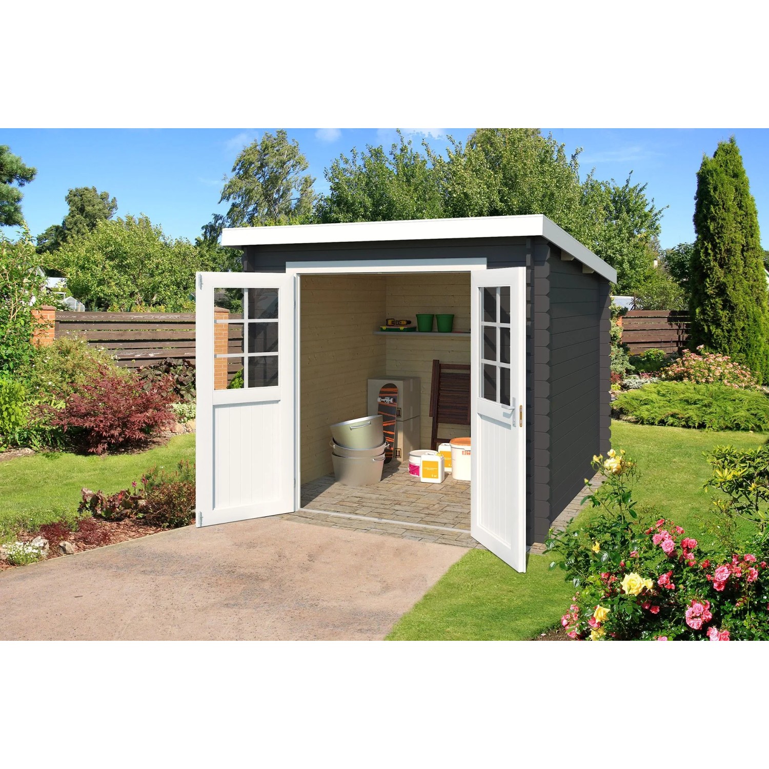 Lasita Gartenhaus Indi 175 Carbongrau 230 cm x 175 cm