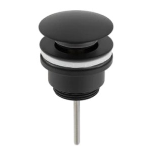 Kronenbach Pop Up Ablaufventil, rund und kurz, in Schwarz Matt für Waschbecken.