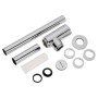 Kronenbach Design-Siphon, rund, mit Universalanschluss 1 1/4 Zoll in Chrom, Einzelteile.