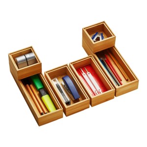 SOTECH 6-Teiliges ORGA-BOX Bambus Schubladen Ordnungssystem Stapelbar Geölt