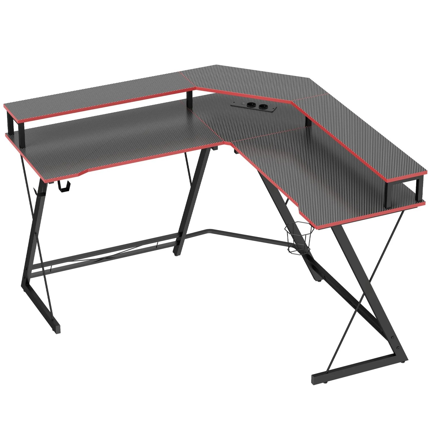 HOMCOM L-förmiger Computertisch Spanplatte Metall 128L x 128B x 88H cm Schwarz