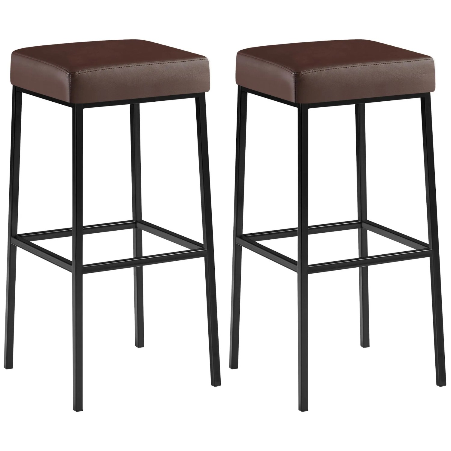 CLP 2er Set Barhocker Montreal Kunstlederbezug Braun/Schwarz