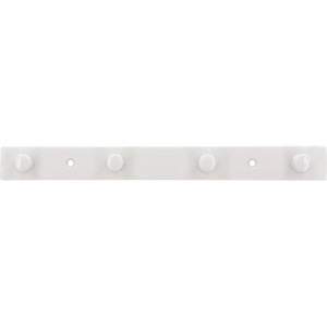 Weiße Siro Hakenleiste aus Kunststoff mit 4 Haken, 300 mm lang, für Garderobe oder Bad.