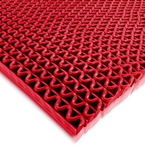 Rote KARAT Hygienematte 90x100 cm für Barfußbereiche, UV-beständig, Poolumrandung.